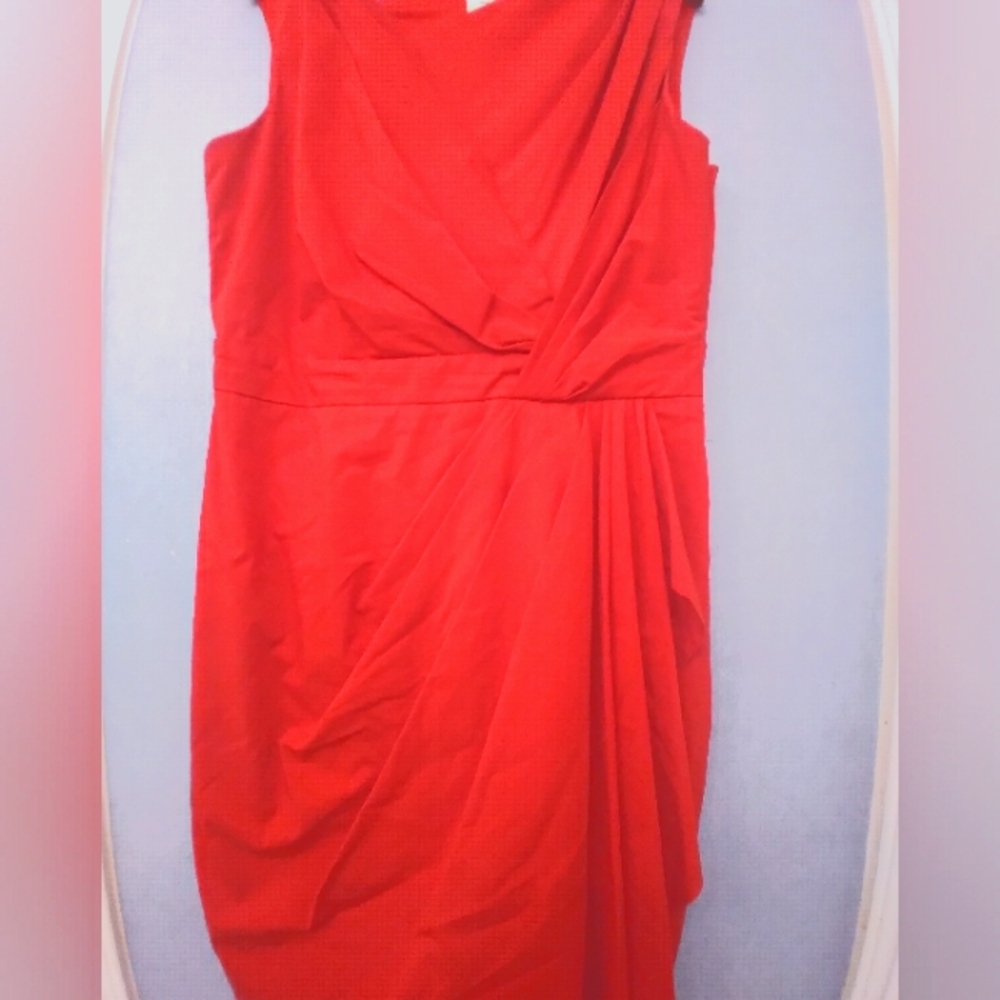 Suzi Chin For Maggie Boutique Women's Red Sheath Dress Midi Sleeveless party